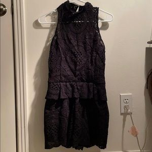 Free People Black Lace Romper